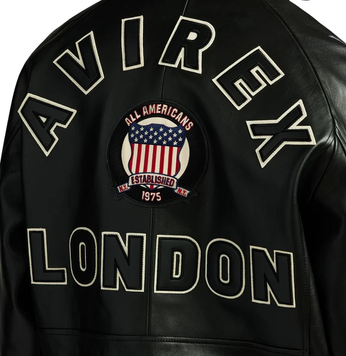 Avirex London Icon Inspired Leather Bomber Jacket