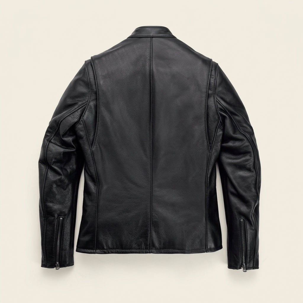 Schott 530 Inspired Men's Leather Cafe Racer Jacket – Black