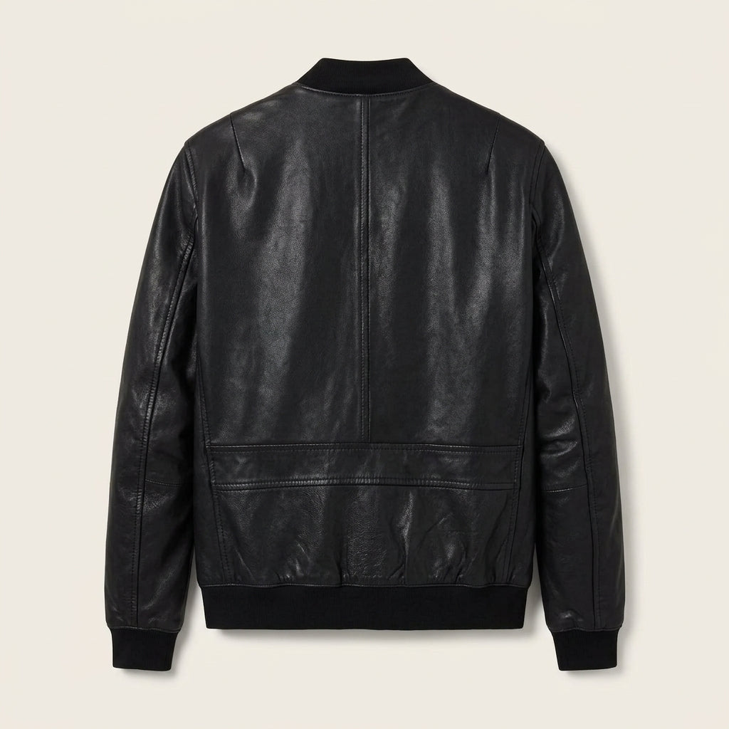 AllSaints Morten Inspired Men's Leather Bomber Jacket – Black