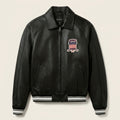 Avirex Icon Inspired Black Leather Bomber Jacket