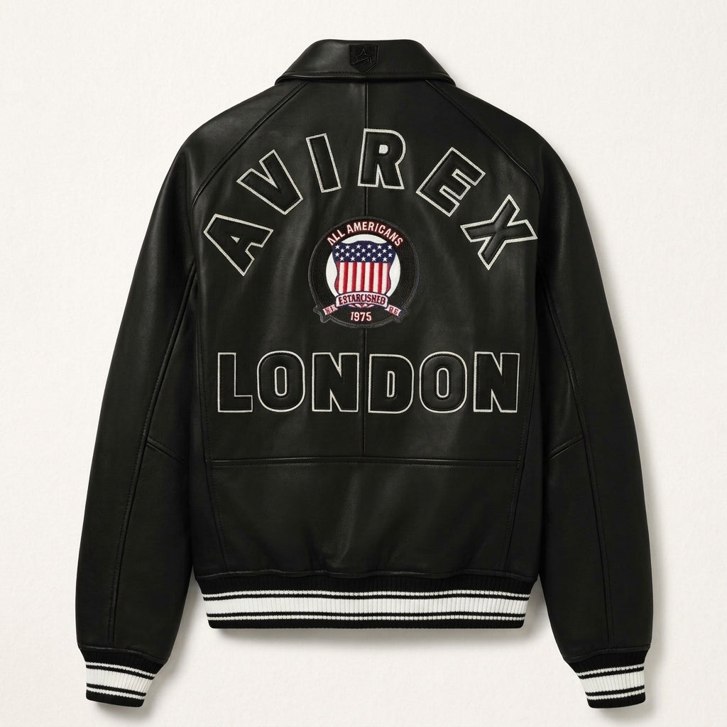 Avirex London Icon Inspired Leather Bomber Jacket