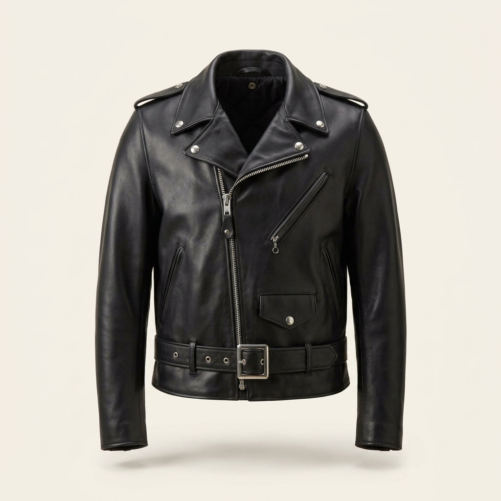 Schott Perfecto 618 Inspired Men's Leather Biker Jacket – Black