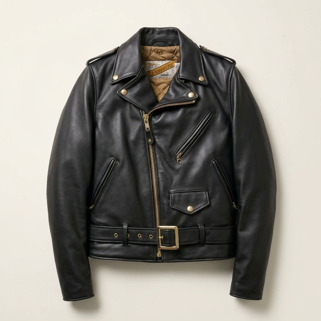 Schott 613 One Star Perfecto Inspired Men's Leather Biker Jacket – Brown