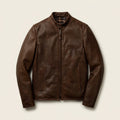 Schott 530 Inspired Men's Leather Cafe Racer Jacket – Dark Brown