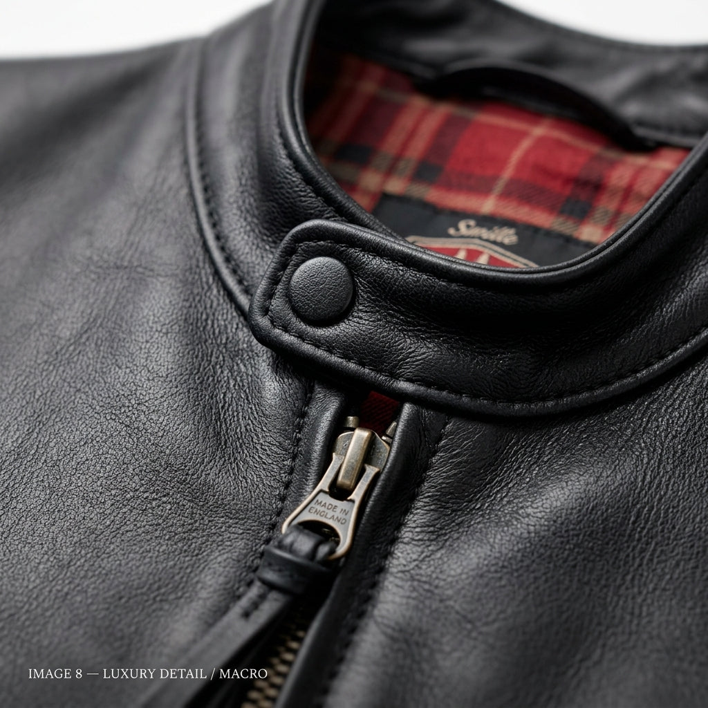 Schott 530 Inspired Men's Leather Cafe Racer Jacket – Black