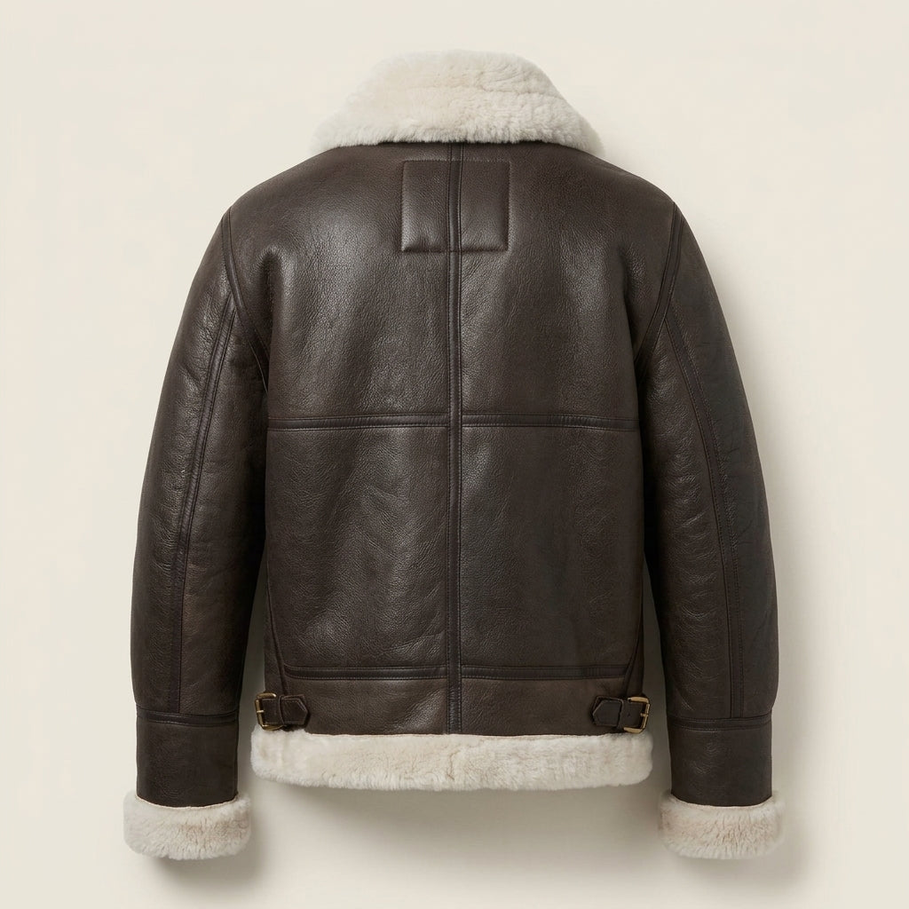Schott B-3 Inspired Men's Shearling Leather Bomber Jacket – Brown
