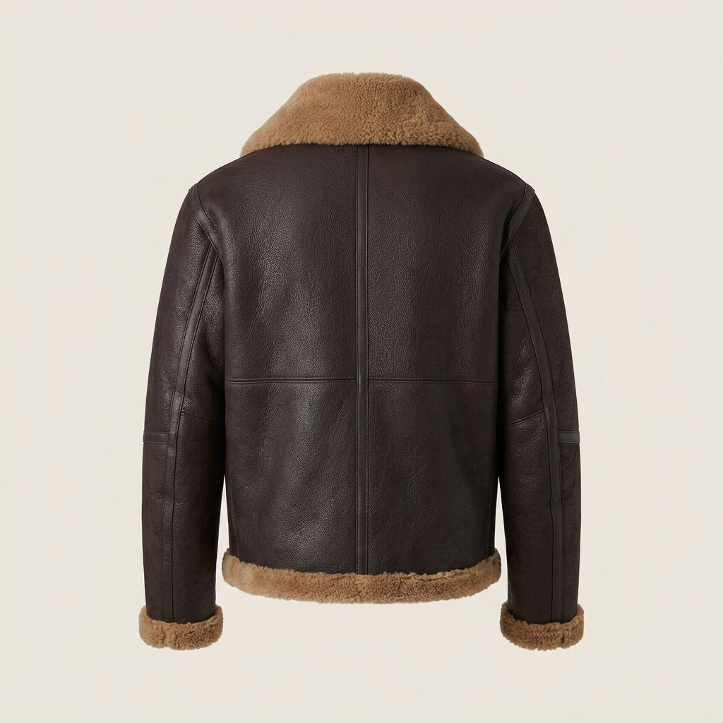 Belstaff Wilder Inspired Men's Shearling Aviator Jacket – Brown