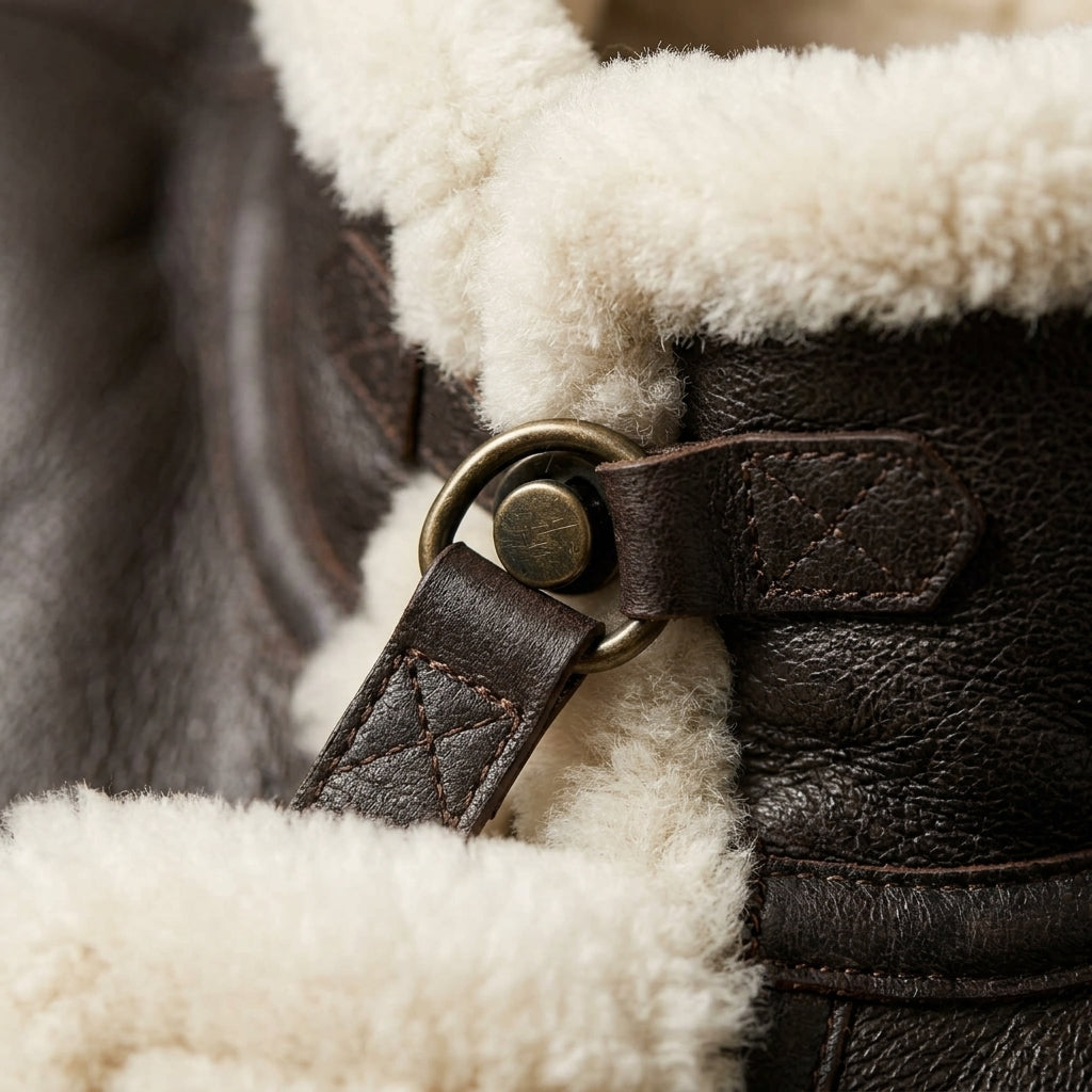 Schott B-3 Inspired Men's Shearling Leather Bomber Jacket – Brown