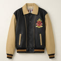 Avirex Inspired Men's Leather Varsity Jacket – Black & Cream