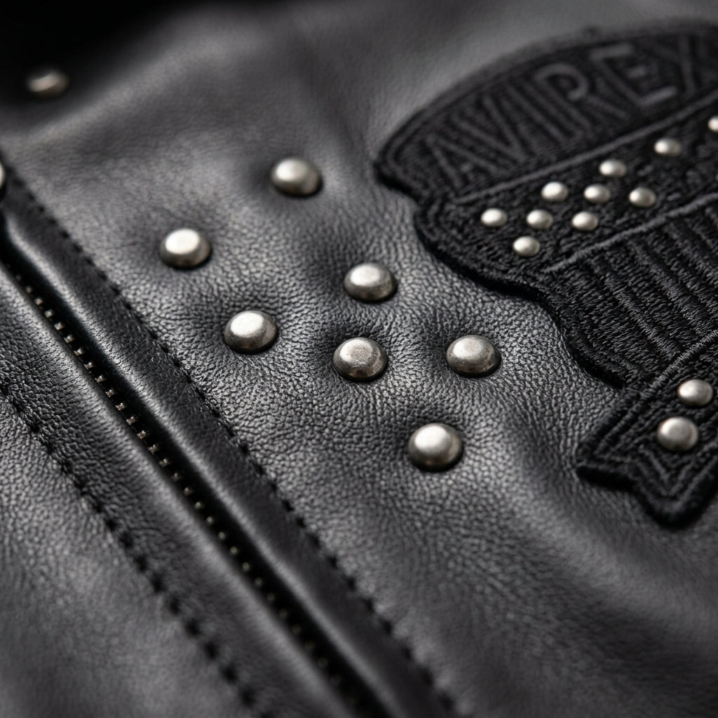 Avirex Cropped Icon Inspired Women's Leather Bomber Jacket – Black