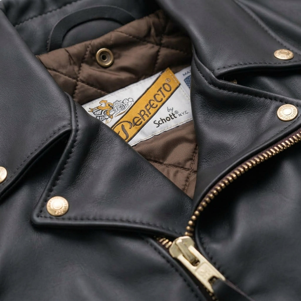 Schott 613 One Star Perfecto Inspired Men's Leather Biker Jacket – Brown
