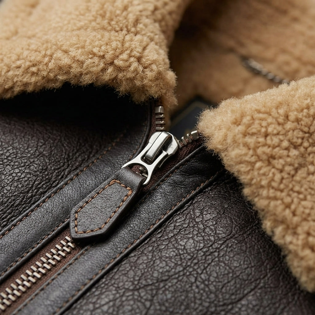 Belstaff Wilder Inspired Men's Shearling Aviator Jacket – Brown