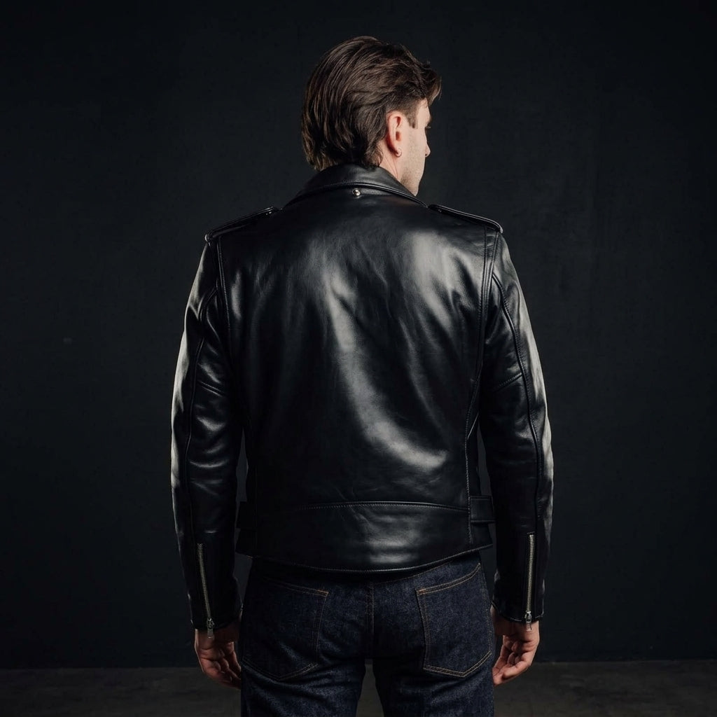 Schott Perfecto 618 Inspired Men's Leather Biker Jacket – Black
