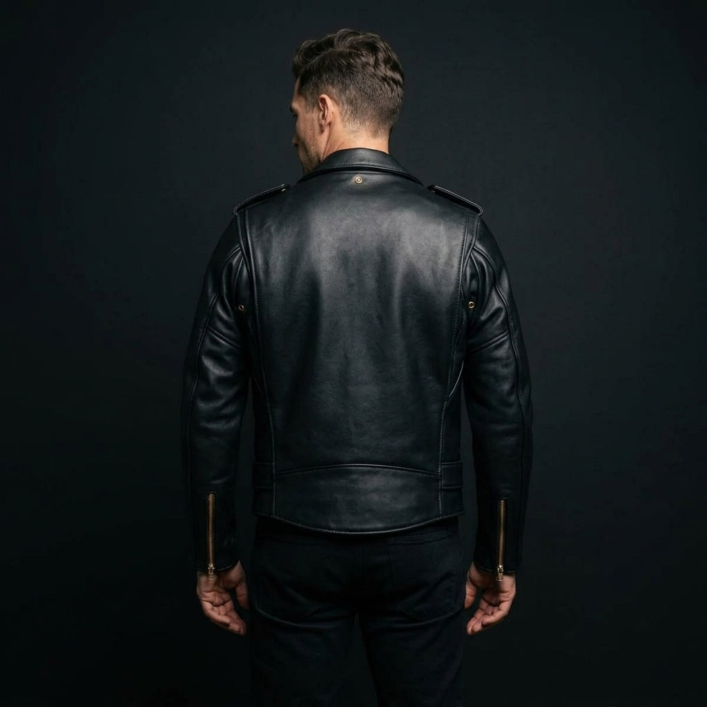 Schott 613 One Star Perfecto Inspired Men's Leather Biker Jacket – Brown