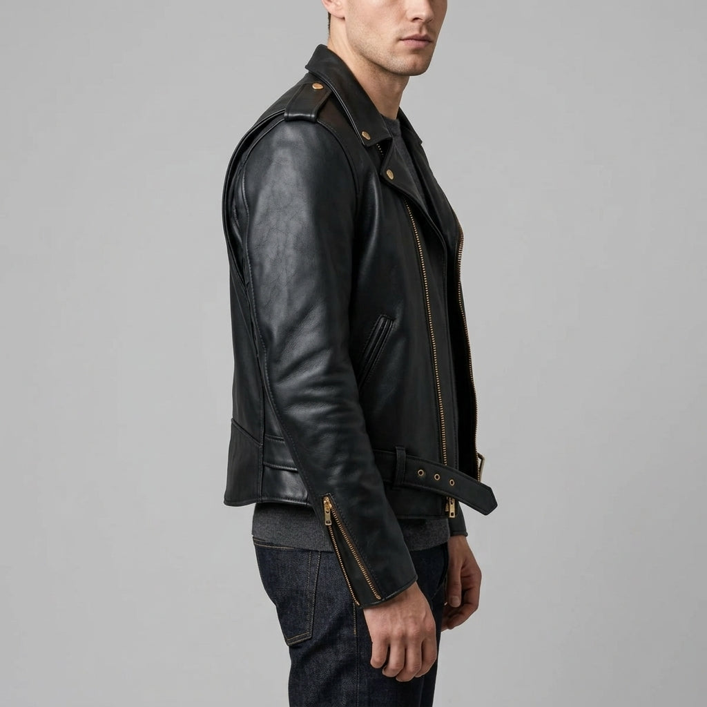 Schott 613 One Star Perfecto Inspired Men's Leather Biker Jacket – Brown