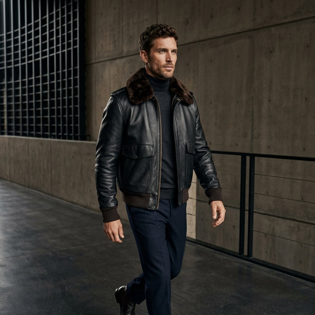 Schott 184SM A-2 Inspired Men's Leather Flight Jacket – Brown