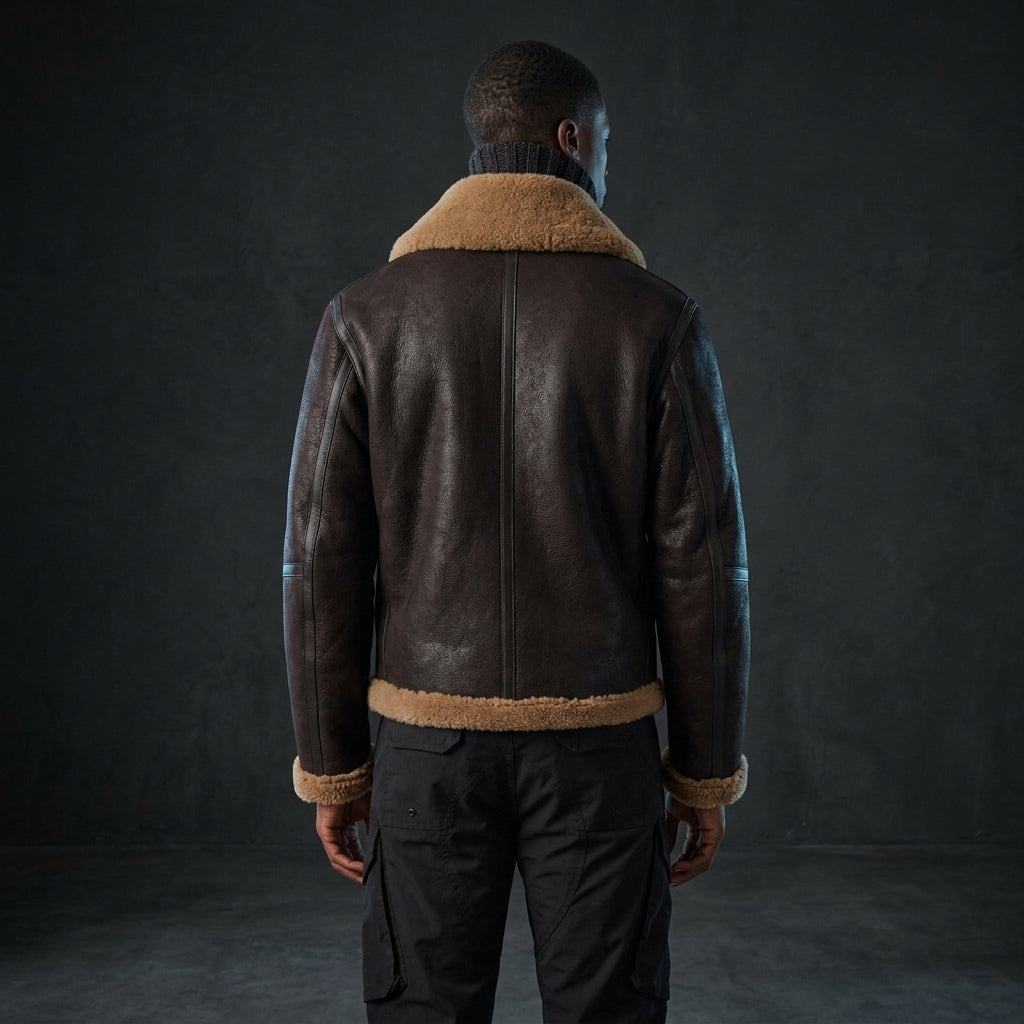 Belstaff Wilder Inspired Men's Shearling Aviator Jacket – Brown