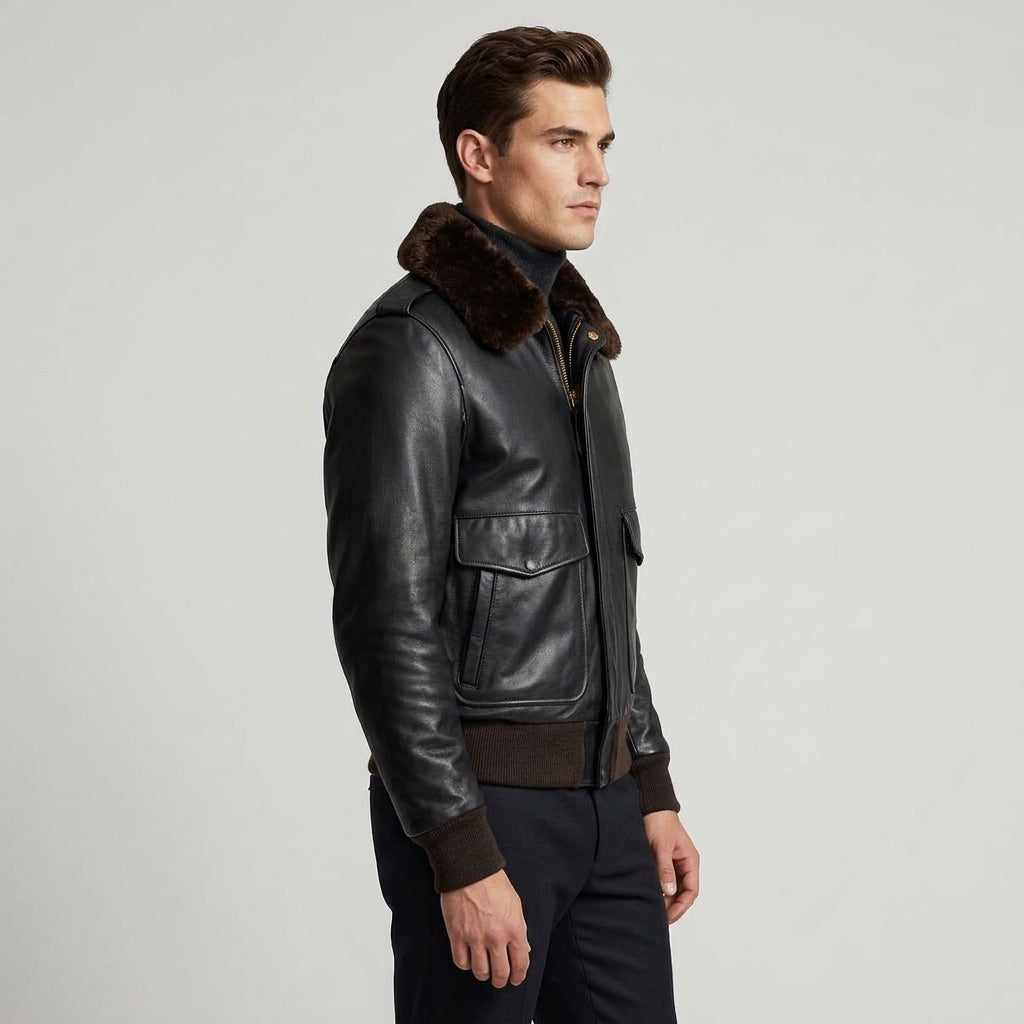 Schott 184SM A-2 Inspired Men's Leather Flight Jacket – Brown