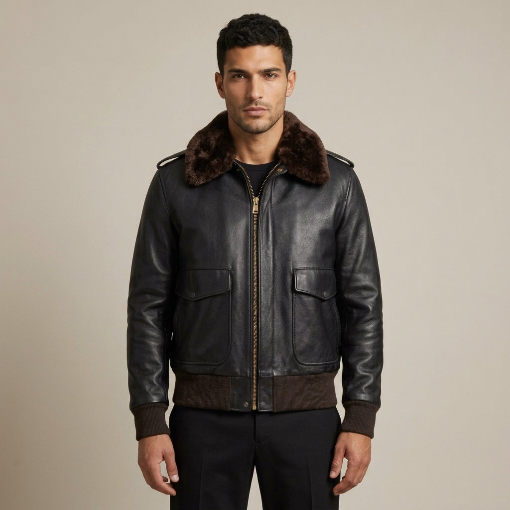 Schott 184SM A-2 Inspired Men's Leather Flight Jacket – Brown