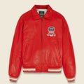 Avirex Icon Inspired Red Leather Bomber Jacket